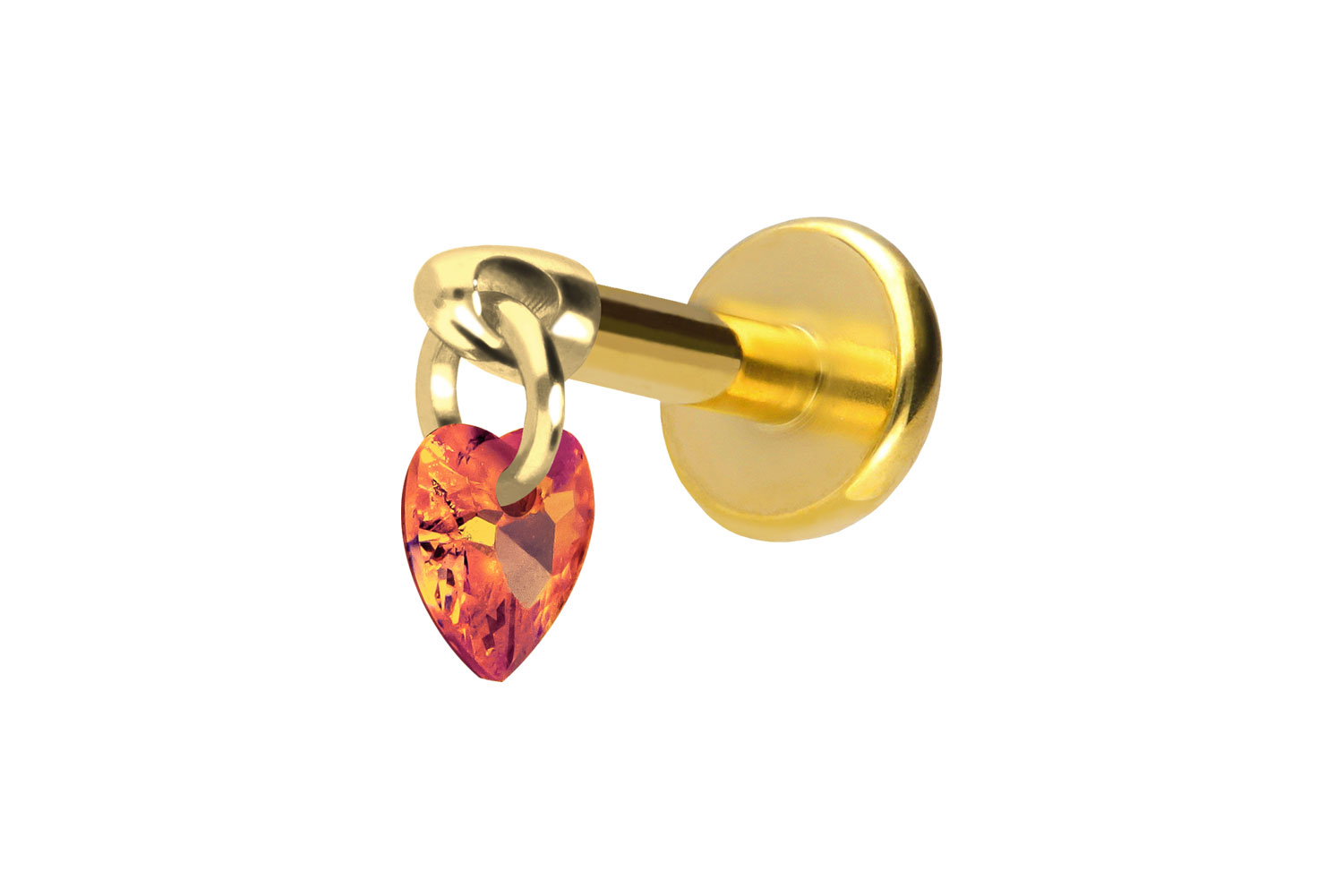 Titan Labret Piercing mit Push Fit KRISTALLHERZ